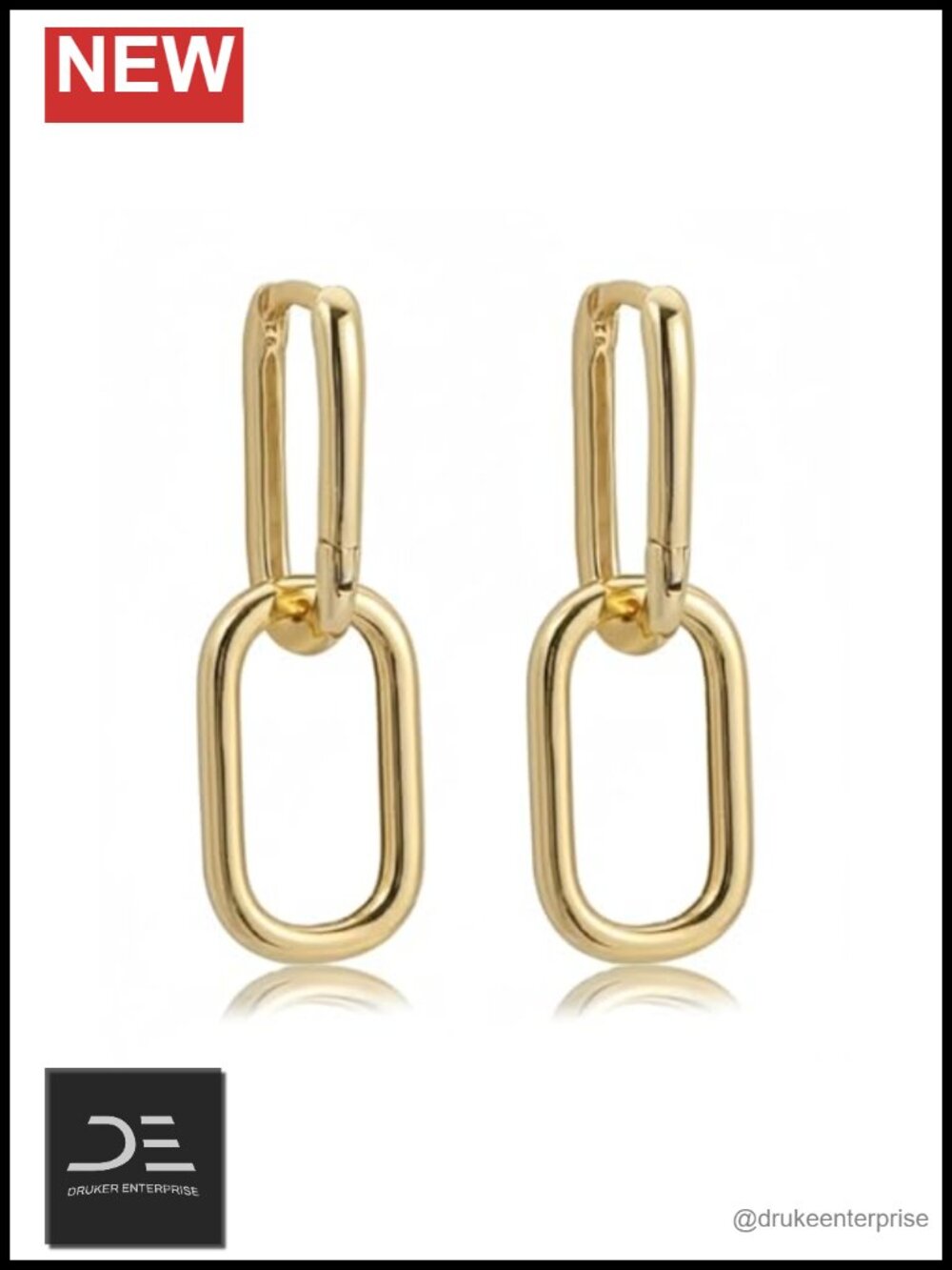 Oriluna Paperclip Drop Earrings, Sterling Silver, Rhodium Plated or 14K Gold